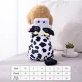 Cute cow-themed warm plush pet costume for small dogs and cats, autumn winter apparel - XS / Jumpsuits / Black White Cow Print