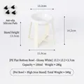 Ciotola per animali in PE bianco con supporto in metallo, 150ml - Supporto Alto (Crema) + Punti in Silicone / Ciotola Poco Profonda (Bianca)