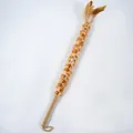 Canne à pêche pour chat en plumes avec poignée en corde de chanvre pour jeu interactif - Plumeau Blanc Brun / Emballage OPP Individuel
