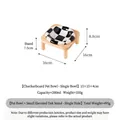 Checkerboard ceramic pet bowl with an elevated small oak wood stand for cats and dogs - Bowl + Single Stand (Parallel) / Black