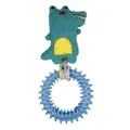 Giocattolo di peluche coccodrillo sonoro per cani con anello da masticare in gomma blu - Anello con Punte in Striscia di Tessuto Coccodrillo