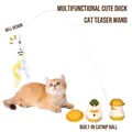 Multifunctional duck themed cat wand toy featuring feathers bells and built-in catnip ball - Cute Duck Full Set (With Catnip Ball)