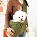 Bolso bandolera de poliéster verde militar para mascotas pequeñas con bolsillo útil - Con Bolsillo para Teléfono-Sin Logo / Verde Militar