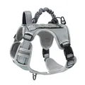 Durable grey tactical dog harness for training with adjustable straps and handle - S / Gray