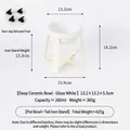 Ciotola profonda bianca lucida per animali con supporto in ferro crema - Supporto Alto (Crema) + Punti in Silicone / Ciotola Profonda (Bianca)