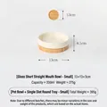 Ciotola per animali in ceramica lucida con base in bambù, dimensioni piccole 200ml - Taglia S / Supporto Singolo in Bambù / Bianco Crema Lucido