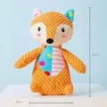 Squeaky fox plush dog toy in textured orange fabric for interactive play, height 25cm - Squeaky Fun Toy / Long-tailed Fox
