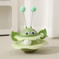 Green bee-themed wobble tumbler cat toy with interactive track and ball, variant view - Green