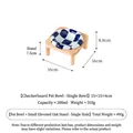 Modern checkerboard ceramic pet bowl with elevated natural oak wood stand for cats - Bowl + Single Stand (Parallel) / Blue