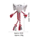 Gioco per cani a forma di elefante in peluche con nodi in corda di cotone, misura 32x25cm - Elefante / Circa 32x25cm