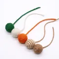 Natural sisal ball cat toys with tails in assorted colors for scratching and active play - Sisal Ball with Tail