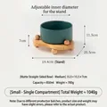 Ciotola in ceramica verde opaco con supporto regolabile in legno di quercia - Taglia M - Ciotola dritta opaca media [Verde] + Supporto singolo piccolo con sfere