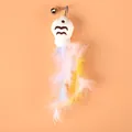Cute plush duck cat teaser toy featuring colorful soft feathers and a crisp silver bell - Small Fish Replacement Head