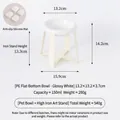 Ciotola per animali a fondo piatto in PE bianco lucido con supporto alto in ferro color crema - Supporto Alto (Crema) + Manicotti in Silicone / Ciotola Poco Profonda (Bianca)