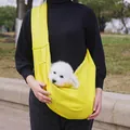Cómoda bolsa bandolera de poliéster amarillo para mascotas con práctico bolsillo lateral - Con Bolsillo para Teléfono-Sin Logo / Amarillo