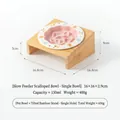 Ciotola in ceramica per alimentazione lenta con supporto in bambù inclinato gatto - Piatto Slow Feeder Pois Cartoon / Set Supporto Ciotola Singola / Rosa