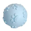 Light blue TPR dog squeaky toy ball with embossed paw prints for teething - Macaron Blue Paw Ball