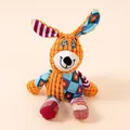 Patchwork colorful plush squeaky dog toy with durable texture for pet dental care - Dog