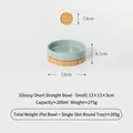Piccola ciotola per animali domestici in ceramica lucida con vassoio tondo in bambù - Taglia S / Supporto Singolo in Bambù / Verde Chiaro Lucido