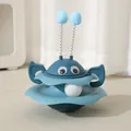 Blue bee-themed interactive cat tumbler toy with rotating track and white ball - Blue
