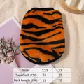 Fuzzy tiger-striped pet vest for extra-small puppies and cats, warm autumn winter apparel - XXS / Tiger Print