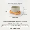 Ciotola per animali in ceramica grigia opaca su supporto minimalista in rovere con piedini sferici - Ciotola dritta opaca media [Grigio] + Supporto singolo piccolo con sfere