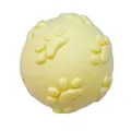 Yellow TPR squeaky toy ball for dogs featuring embossed paw print texture for teeth cleaning - Macaron Yellow Paw Ball