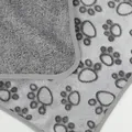 Close-up of thickened gray pet blanket featuring soft flannel fabric and paw print patterns - Footprint / XS: 40*60cm / Gray