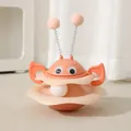 Interactive orange bee-themed roly-poly cat toy with track ball and pom-pom antennae - Pink