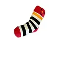 Close-up detail of the red and white striped plush squeaky sock toy for small and medium dogs - Socks Design / Red Black Striped