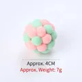 Handmade colorful plush pom-pom cat toy ball in pink and mint green, 4cm size and 7g weight - 4CM Diameter / Pink and Green