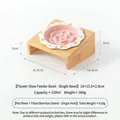Ciotola per mangiatoia lenta in ceramica con supporto inclinato in bambù in rosa - Piatto Slow Feeder Pois Fiore Cartoon / Ciotola Singola + Supporto Singolo Inclinato / Rosa
