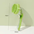Ergonomic green pet bath massage brush for dogs and cats with 19cm height measurement - Green