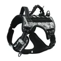 Harnais tactique durable pour chien avec motif camouflage gris et poignée rembourrée - S / Harnais / Camouflage Noir