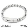 Herren-Armband aus Edelstahl mit Drachenknochenkette und quadratischem Verschluss - Silber (6mm)