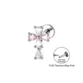 F136 titanium kruis oorknopje met roze en witte kristallen in de vorm van een druppel - A1682-2# Roze (1.2*8mm Intern Schroefdraad Titanium Stift)