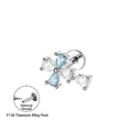Intern schroefdraad F136 titanium alloy labret met waterdruppel kruis ontwerp - A1682-3# Lichtblauw (1.2*8mm Intern Schroefdraad Titanium Stift)