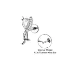 F136 titanium kraakbeen piercing met druppel zirkoon en interne schroefdraad voor oor - Waterdruppel Stijl (A1601-1#) / 1.2x8mm Intern Schroefdraad / Wit