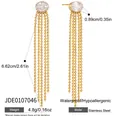 Dimensions détaillées pour boucles d'oreilles pampilles en acier doré et zircon - Gland Zirconia Ovale (JDE0107046)