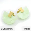 Boucles d'oreilles vintage en résine verte avec clous en acier inoxydable plaqué or - Marbre Vert Clair