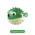 Turquoise green pufferfish shaped dog treat dispenser toy made of durable TPR rubber - Green