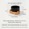 Ciotola in ceramica nera opaca per animali con supporto in rovere perlato, capacità 850 ml. - Ciotola dritta opaca media [Nero] + Supporto singolo piccolo con sfere