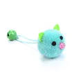 Palla giocattolo per gatti in peluche verde acqua con orecchie in feltro verde e campanello - Blu