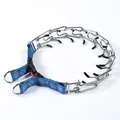 Collar de entrenamiento para perros de nailon azul con cadena de hierro cromado duradera - Azul Reflectante Con Tapas Protectoras / 2.5mm*35cm