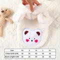 Cozy white fleece dog hoodie with cute bear patch, includes detailed size chart for small pets - XS / White