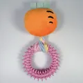 Giocattolo per cani in peluche carota con anello dentizione rosa - Anello con Punte in Striscia di Tessuto Carota