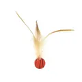 Interactive cat toy featuring an orange basketball-style ball with long natural feathers. - Elastic Feather Ball (Basketball Style)