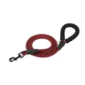 Durable red and black braided rope dog leash featuring a comfortable foam handle. - Red Stripes
