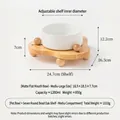 Ciotola per animali in ceramica bianca opaca con supporto regolabile in legno di quercia - Ciotola dritta opaca medio-grande [Bianco] + Supporto singolo medio con sfere
