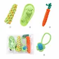 Durable 4-piece cotton rope dog chew toy set including carrot, ball, and slipper shapes - Slipper + Corn + Single Ear Ball + Carrot / Four-Piece Set